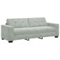 Set Divano a 3 Pezzi con Cuscini Velluto Grigio Chiaro Set Divano a 3 Pezzi con Cuscini Velluto Grigio Chiaro