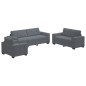 Set Divano a 3 Pz con Cuscini in Velluto Grigio Scuro Set Divano a 3 Pz con Cuscini in Velluto Grigio Scuro