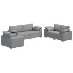 Set Divano 3 Pezzi con Cuscini Grigi Chiari