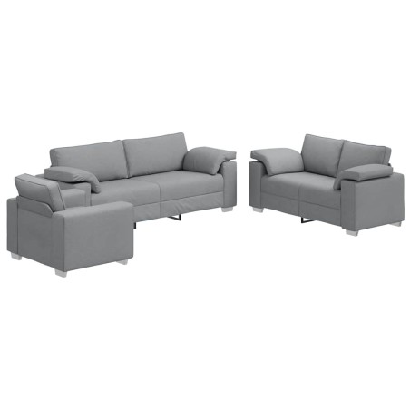 Set Divano 3 Pezzi con Cuscini Grigi Chiari