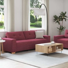 vidaXL Set di Divani a 2 Pezzi con Cuscini Rosso Vino in Tessuto