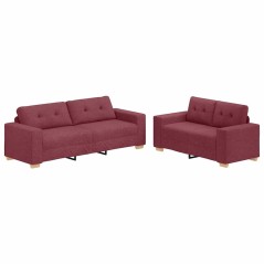 vidaXL Set di Divani a 2 Pezzi con Cuscini Rosso Vino in Tessuto