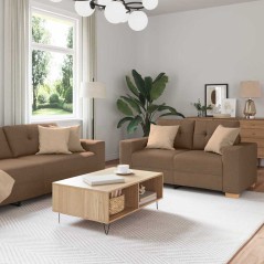 vidaXL Set Divano 2 Pezzi con Cuscini Tessuto Marrone
