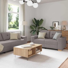 vidaXL Set Divano a 2 Pezzi con Cuscini in Tessuto Taupe
