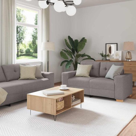 vidaXL Set Divano a 2 Pezzi con Cuscini in Tessuto Taupe