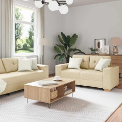 vidaXL Set Divano a 2 Pezzi con Cuscini Tessuto Panna