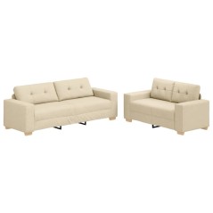 vidaXL Set Divano a 2 Pezzi con Cuscini Tessuto Panna