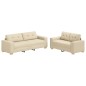 vidaXL Set Divano a 2 Pezzi con Cuscini Tessuto Panna vidaXL Set Divano a 2 Pezzi con Cuscini Tessuto Panna
