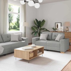 vidaXL Set di Divani a 2 Pezzi con Cuscini Grigio Chiaro in Tessuto