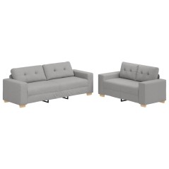 vidaXL Set di Divani a 2 Pezzi con Cuscini Grigio Chiaro in Tessuto