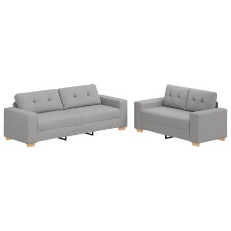 vidaXL Set di Divani a 2 Pezzi con Cuscini Grigio Chiaro in Tessuto