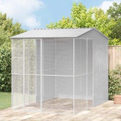 vidaXL Voliera per uccelli grigia 215x310x247 cm in acciaio