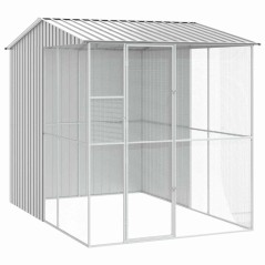 vidaXL Voliera per uccelli grigia 215x310x247 cm in acciaio