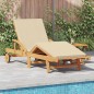 vidaXL Sdraio con cuscino e tavolo beige in legno massello di acacia vidaXL Sdraio con cuscino e tavolo beige in legno massello di acacia