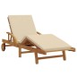 vidaXL Sdraio con cuscino e tavolo beige in legno massello di acacia vidaXL Sdraio con cuscino e tavolo beige in legno massello di acacia
