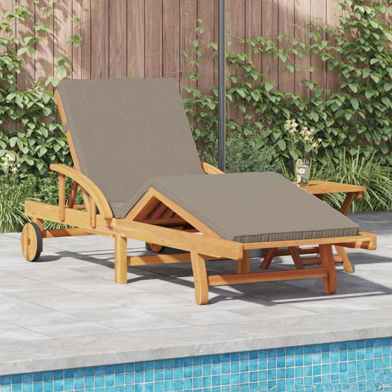vidaXL Lettino da sole con cuscino e tavolo in legno massello di acacia color tortora vidaXL Lettino da sole con cuscino e tavolo in legno massello di acacia color tortora