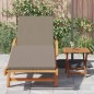 vidaXL Lettino da sole con cuscino e tavolo in legno massello di acacia color tortora vidaXL Lettino da sole con cuscino e tavolo in legno massello di acacia color tortora