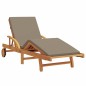 vidaXL Lettino da sole con cuscino e tavolo in legno massello di acacia color tortora vidaXL Lettino da sole con cuscino e tavolo in legno massello di acacia color tortora
