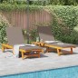 vidaXL Lettini da Sole 2 pezzi con ruote e cuscino in legno massello di acacia vidaXL Lettini da Sole 2 pezzi con ruote e cuscino in legno massello di acacia