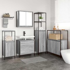 Set di mobili da bagno 5 pezzi vitaXL grigio sonoma in legno ingegnerizzato