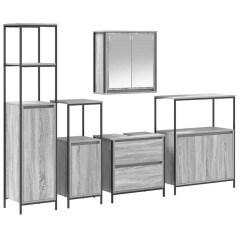 Set di mobili da bagno 5 pezzi vitaXL grigio sonoma in legno ingegnerizzato