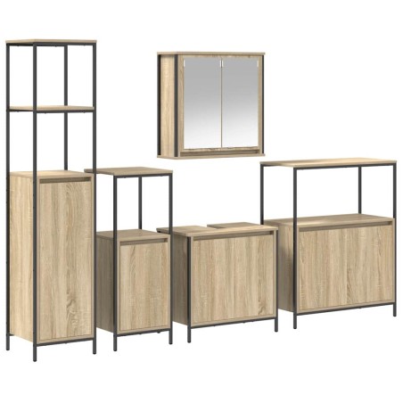 vidaXL Set di Mobili per Bagno 5 Pezzi in Legno Ingegnerizzato Rovere Sonoma