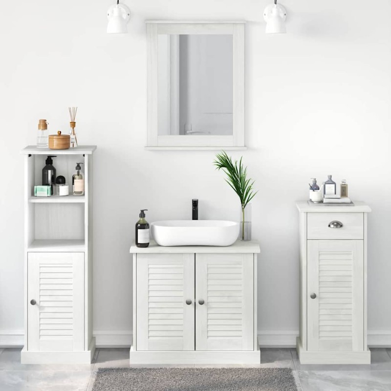 vidaXL Set di mobili per il bagno con cassetto 3 pcs bianco anticato