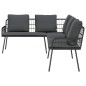 vidaXL Set da giardino a 4 pezzi con cuscini in polyrattan nero vidaXL Set da giardino a 4 pezzi con cuscini in polyrattan nero