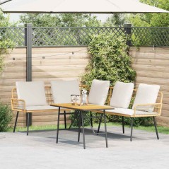 Set di divani da giardino a 2 pezzi con cuscini in rattan naturale