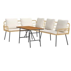 Set di divani da giardino a 2 pezzi con cuscini in rattan naturale