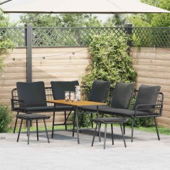 vidaXL Set di Divano da Giardino 4 Pezzi con Cuscini Nero Poly Rattan