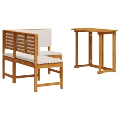 Set da pranzo da giardino 2 pezzi con cuscini in legno massello di acacia