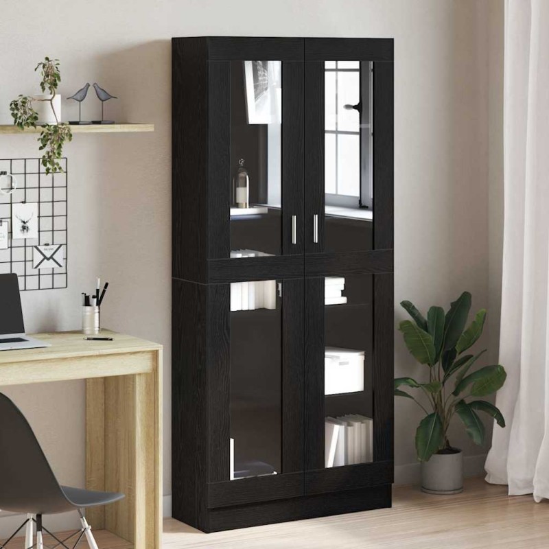 Armadi per libri vidaXL 2 pz Nero Rovere 82,5x30,5x185 cm in legno ingegnerizzato Armadi per libri vidaXL 2 pz Nero Rovere 82,5x30,5x185 cm in legno ingegnerizzato