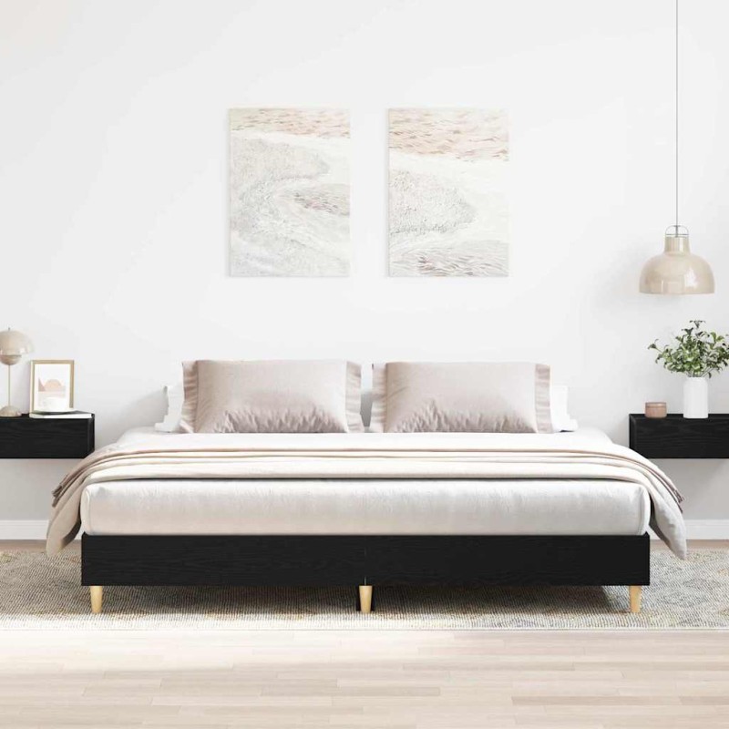 vidaXL Letto Rovere nero 200x200 cm Legno massiccio vidaXL Letto Rovere nero 200x200 cm Legno massiccio