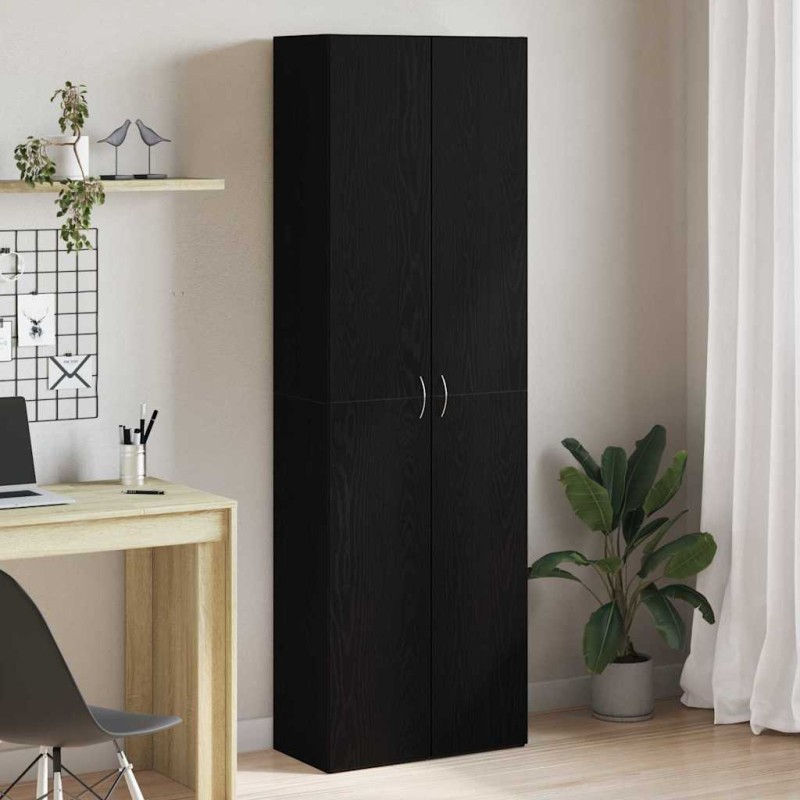 vidaXL Armadio per ufficio in rovere nero di 60 x 32 x 190 cm, fatto di legno assemblato. vidaXL Armadio per ufficio in rovere nero di 60 x 32 x 190 cm, fatto di legno assemblato.