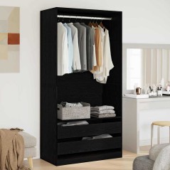 vidaXL Armadio in Rovere Nero - 100 x 50 x 200 cm - Fatto in Legno Ingengerizzato