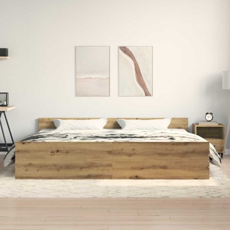 vidaXL Letto Artigianale Rovere 200x200 cm Legno Ingegnerizzato