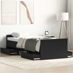 vidaXL Letto senza Materasso Nero Rovere 75x190 cm Legno Ingegnerizzato