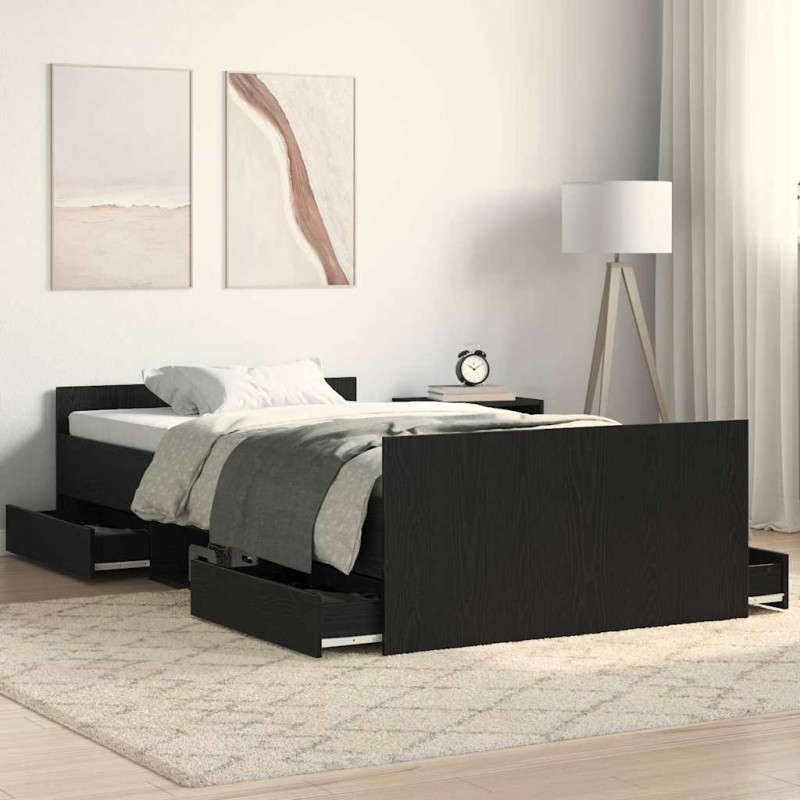 vidaXL Struttura Letto senza Materasso Nero Rovere 90x190 cm Legno Ingegnerizzato vidaXL Struttura Letto senza Materasso Nero Rovere 90x190 cm Legno Ingegnerizzato