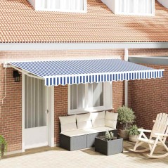 vidaXL Tenda Retrattile Blu e Bianco 350x200 cm