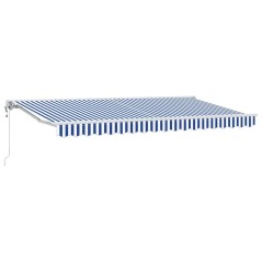 vidaXL Tenda Retrattile Blu e Bianco 350x200 cm Poliestere e Alluminio