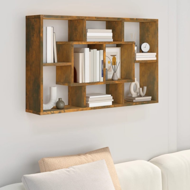 Mensola a Muro Rovere Fumo 85x16x52,5 cm in Legno Multistrato Mensola a Muro Rovere Fumo 85x16x52,5 cm in Legno Multistrato