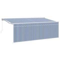 vidaXL Tenda Retrattile Blu e bianco Bianco 350 x 200 cm