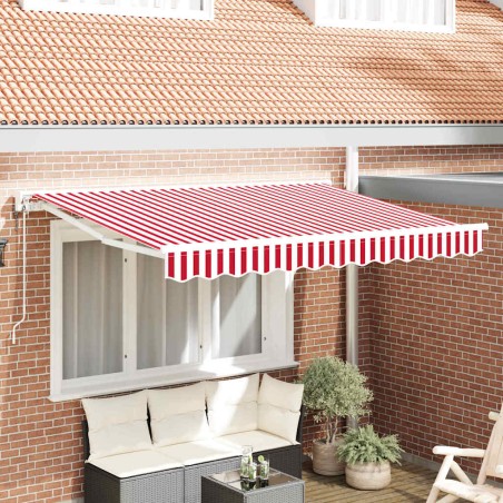 vidaXL Tenda Retrattile Rosso e Bianco 350x200 cm