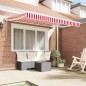 vidaXL Tenda Retrattile Rosso e Bianco 350x200 cm vidaXL Tenda Retrattile Rosso e Bianco 350x200 cm