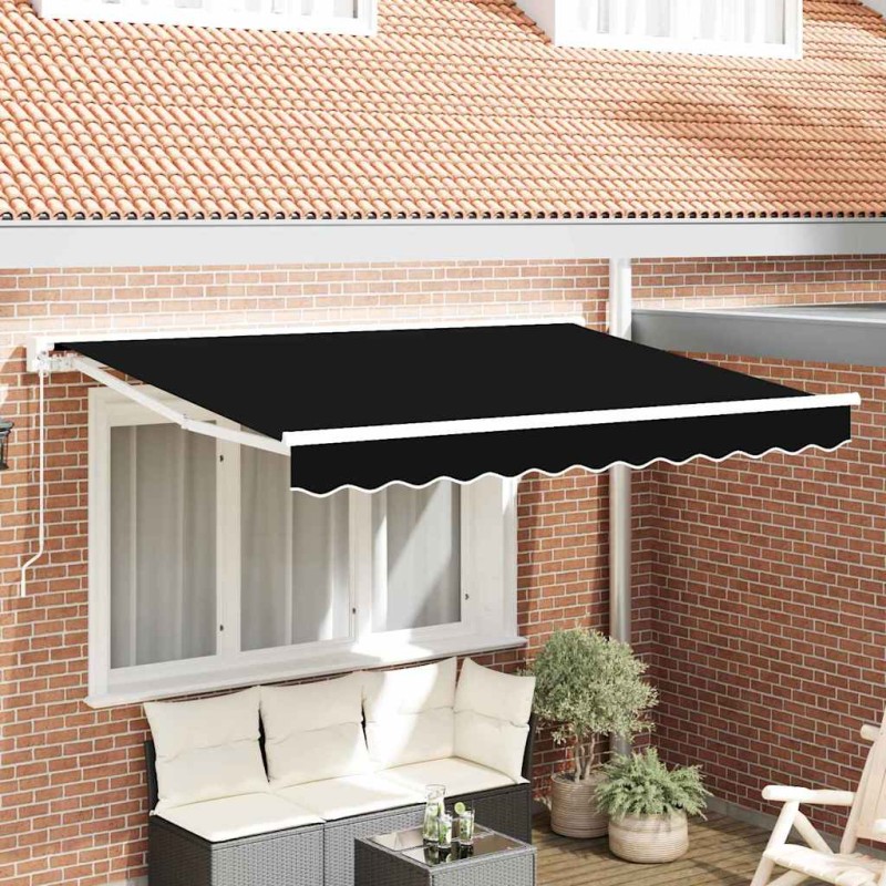 vidaXL Tenda Retrattile Nero 350x200 cm vidaXL Tenda Retrattile Nero 350x200 cm