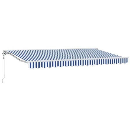 vidaXL Tenda Retrattile Blu e Bianco 400x200 cm Alluminio