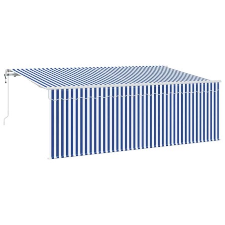 vidaXL Tenda Retrattile Blu e Bianco 400 x 200 cm Metallo & Tessuto