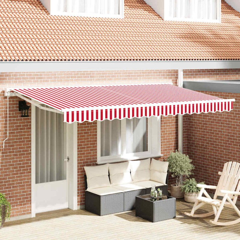 vidaXL Tenda Retrattile Rosso e Bianco 400x200 cm vidaXL Tenda Retrattile Rosso e Bianco 400x200 cm