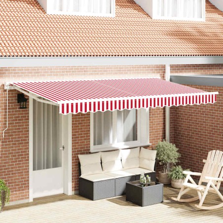 vidaXL Tenda Retrattile Rosso e Bianco 400x200 cm